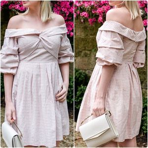 Chriselle J.O.A. Tiered Sleeve Gingham Minidress